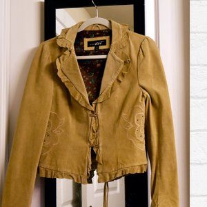 Black Rivet tan suede jacket. So cute with ruffles